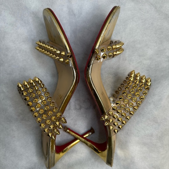 Christian Louboutin PVC Gold Spiked Heels Pumps (Authentic, Rare) 39 - Picture 9 of 15